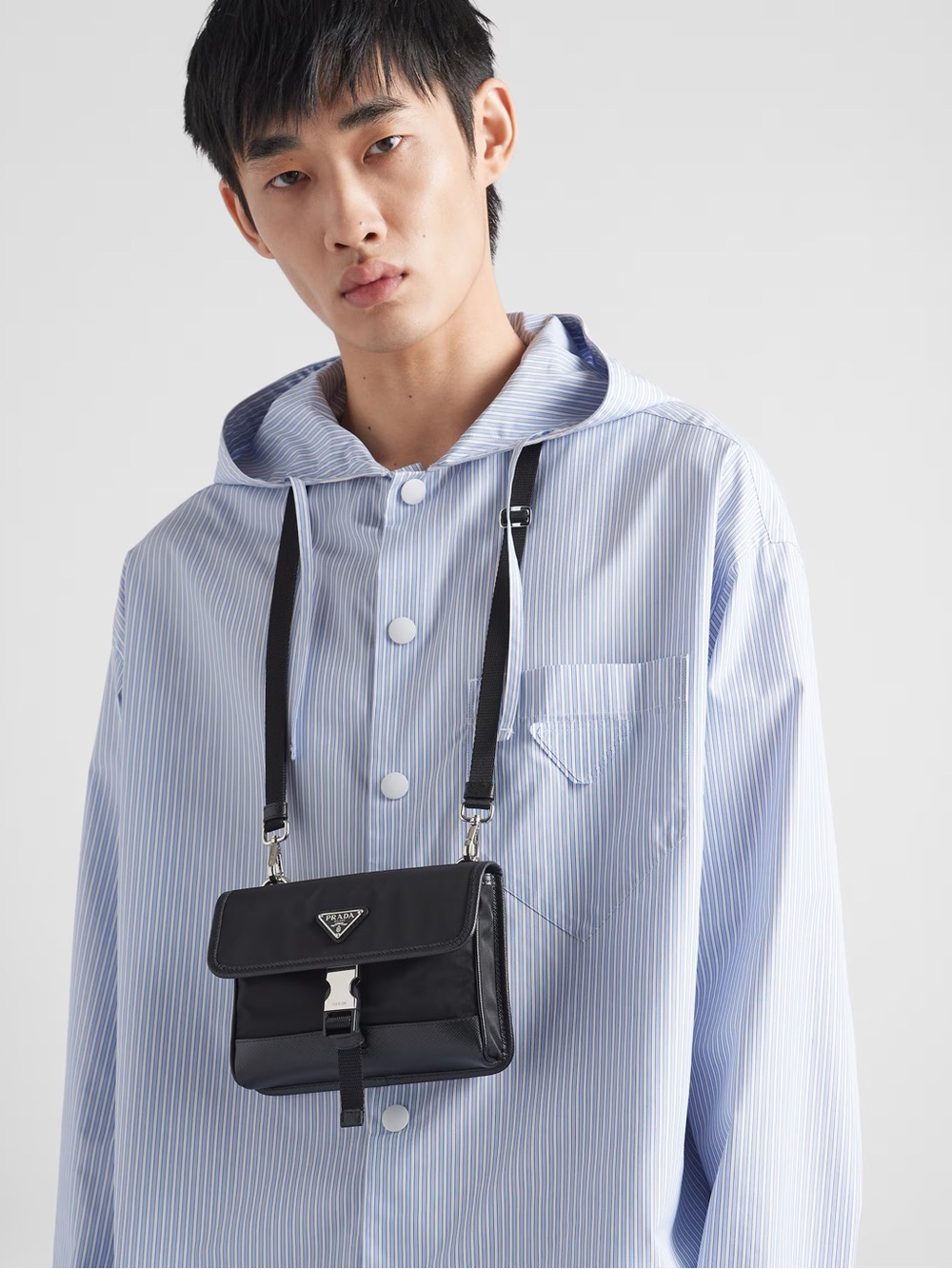 Prada Black Nylon and Saffiano Crossbody Pouch